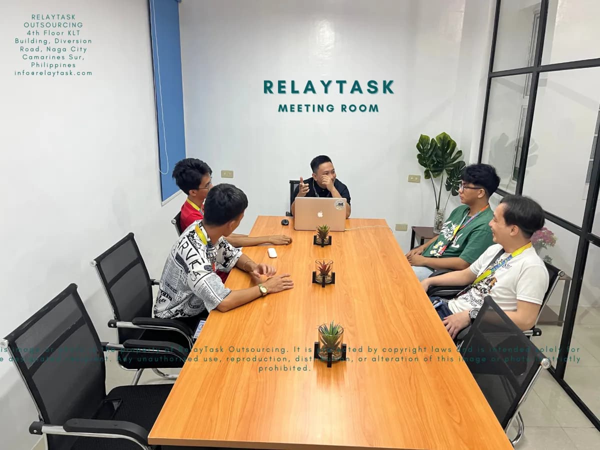 Relaytask meeting room — team strategy session in our Naga City office