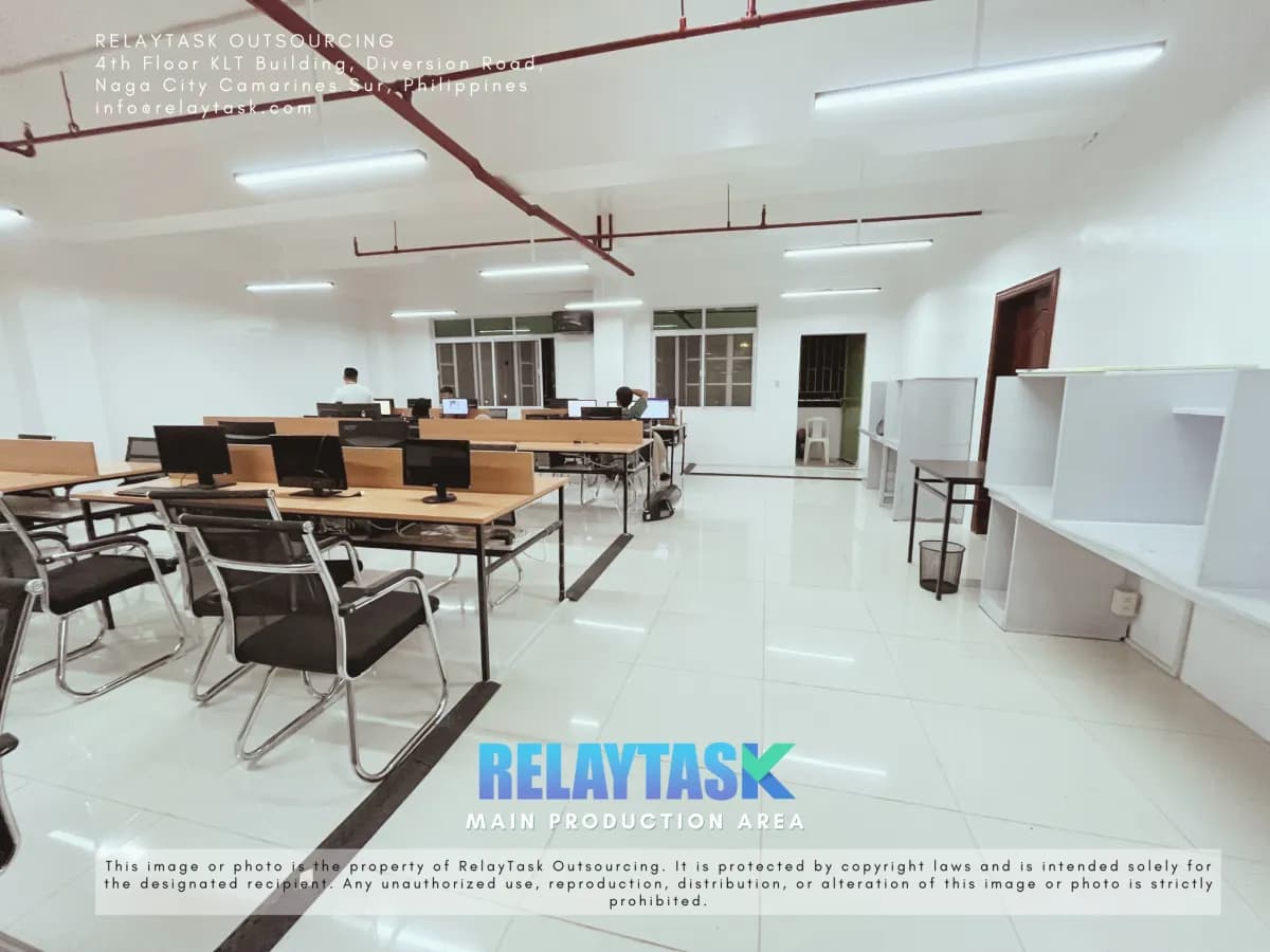 Relaytask main production floor with dedicated workstations